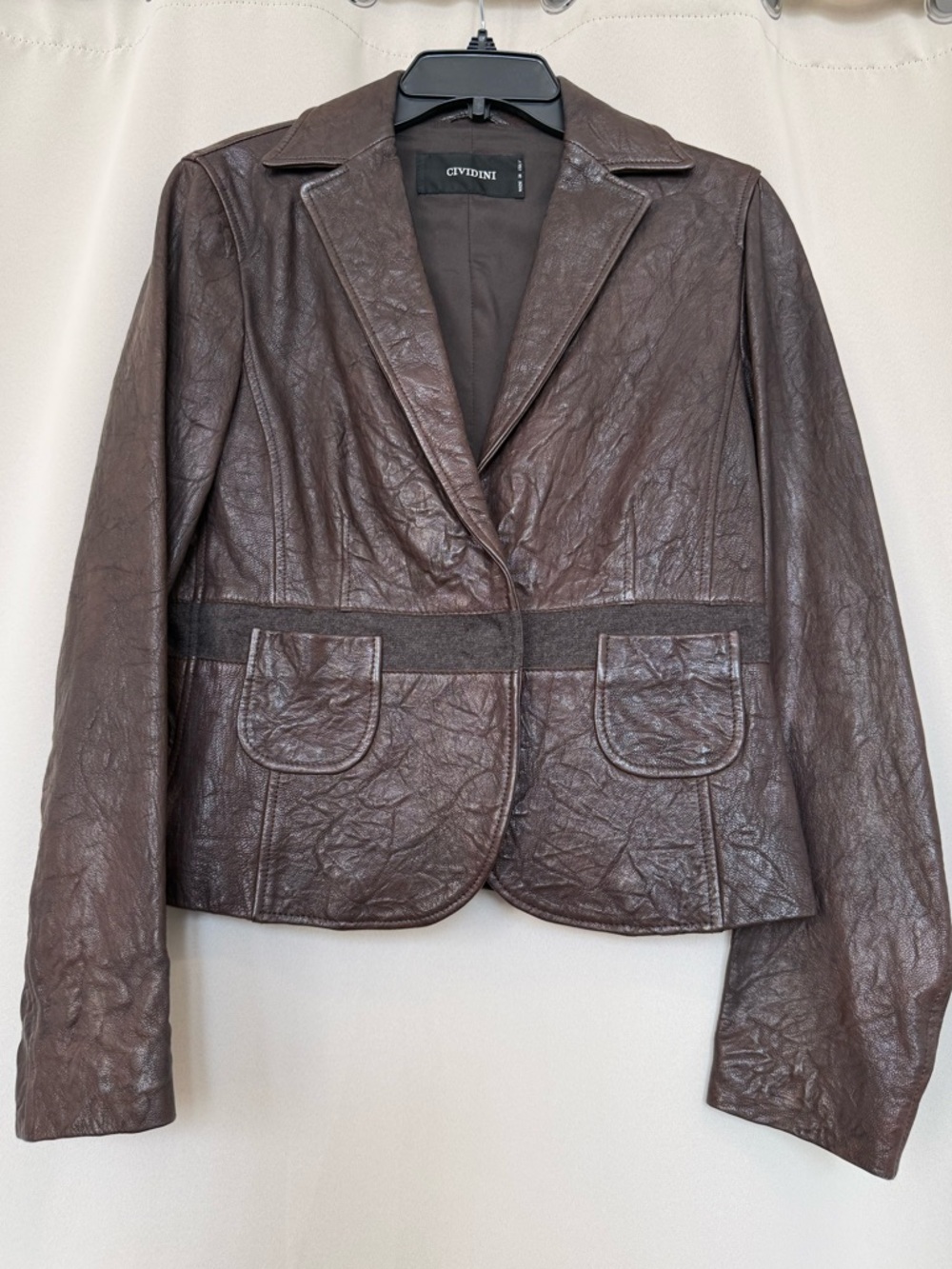 Cividini Women's Dark Brown Goat Leather Blazer Jacket